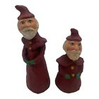 Pair Of Vtg Monnie Wilson Paper Mache Santa Claus Figurines 4.5" & 6" Tall