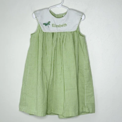Vestido Kelly’s Kids Vintage Calado Verde Seersucker Bordado Elizabeth - Todd Foto 1 de 4