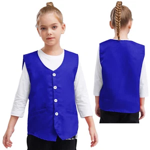 Unisex Kid Volunteer Activity Vest Button Up Waistcoat Uniform Sleeveless Jacket - Picture 1 of 119