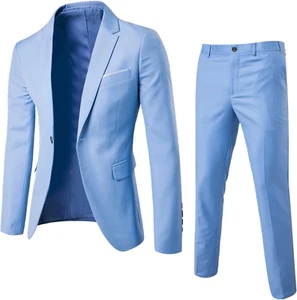 Vestito Uomo Elegante Completo - 2 Pezzi Regular Fit Abiti Cerimonia Uomo Elasti - Foto 1 di 12
