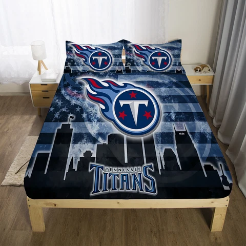 Tennessee Titans Bed Fitted Sheet Cover 3PCS Fitted Sheet&Pillowcase Bedding set Cover