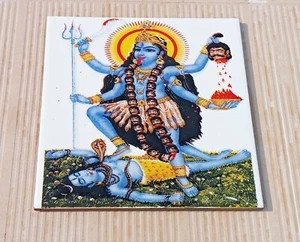 Kali Maa Vaishno Mata Goddress Durga Ceramic Tile Décor Spiritual 15 x 15 cm - Picture 1 of 3