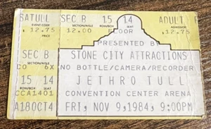 JETHRO TULL Original Concert Ticket Stub - 1984 San Antonio TX Convention Center - Picture 1 of 2