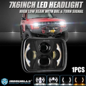 7X6" LED Headlight Hi-Lo Beam DRL Turn Signal Lamp For Jeep Cherokee XJ YJ Chevy - Picture 1 of 12