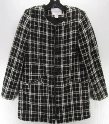 CAROLINA BELLE ~ MONTREAL LONG ZIPPERED BLAZER ~WOMEN"S~BLACK / WHITE PLAID ~ XL - Image 1 of 4