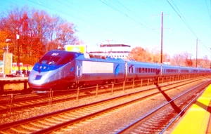 ORIGINAL KODACHROME SLIDE AMTRAK ACELA #2017 METROPARK, NJ NOVEMBER 21, 2001 - Picture 1 of 1