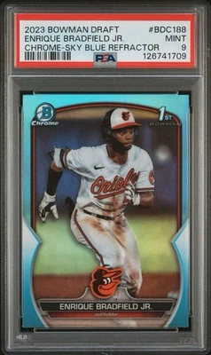 Enrique Bradfield 2023 Bowman Draft Chrome #BDC-188 SKY BLUE REFRACTOR Orioles  - Image 1 of 2
