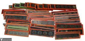 Lote de diapositivas antiguas de dibujos animados de vidrio de linterna mágica - Imagen 1 de 6