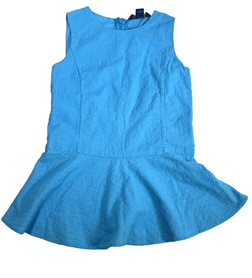Polo Ralph Lauren Top Girls Size 12 14 Blue Peplum Sleeveless Eyelet Preppy - Image 1 of 4