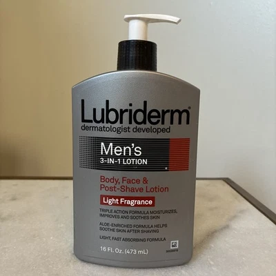 Lubriderm Men’s 3 in 1 Body Face & Post Shave Lotion Light Fragrance 16oz 473ml - Image 1 of 3