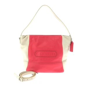 Coach Schultertasche rosa elfenbein silber Hardware Leder L1280-23711 2-Wege Damen - Bild 1 von 13