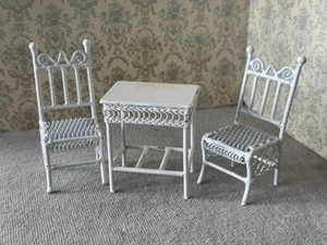 Dollhouse White 3pc Metal Table And Chairs - Picture 1 of 14
