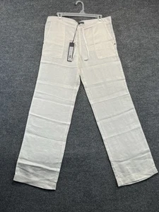 Michael Stars Pants Women Medium White Linen Pull-On Drawstring - Picture 1 of 11