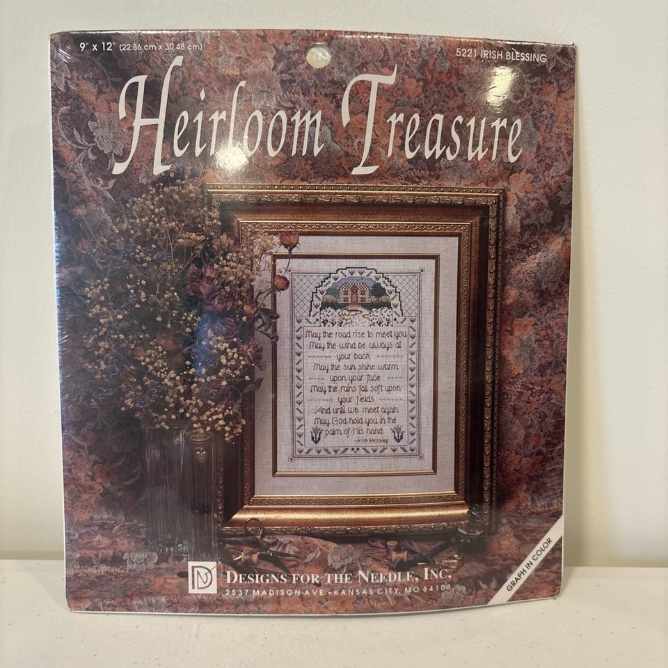 Irish Blessing Cross Stitch Kit 5221 for Framing by Heirloom Treasure 9 X 12