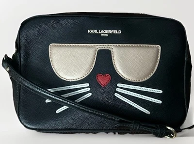 Karl Lagerfeld Paris Crossbody Bag Maybelle Choupette Kitty Cat Black Bag - Image 1 of 4