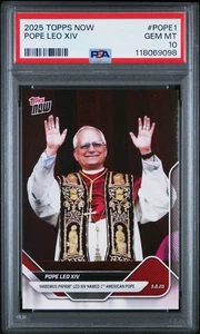 Pope Leo XIV 2025 Topps Now POPE-1 Rookie Card 1st American Pope Card RC PSA 10 - Picture 1 of 2