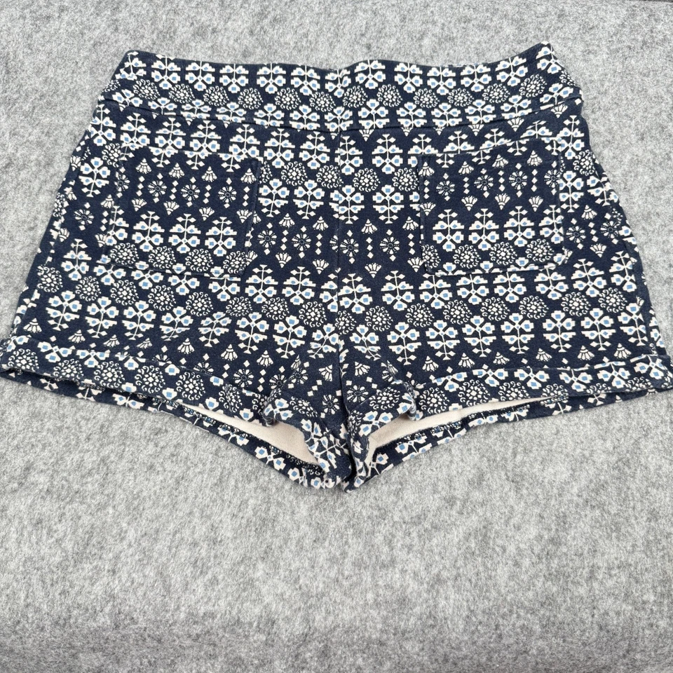Pantalones Cortos Hollister Mujer Estampado Mezcla Algodón Azul Marino y Blanco Cintura Alta Talla M Foto 1 de 4