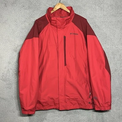 Columbia 夹克男式 XXL 红色交汇 Omni-Tech 防水滑雪帽全拉链 — 第 1/4 张图片
