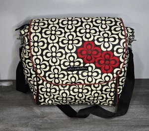 Petunia Pickle Bottom Boxy Backpack Style Diaper Bag black/white/red 15"x14" - Picture 1 of 8