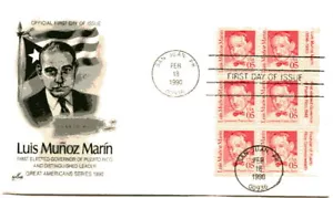 2173 Luis Muñoz Marín, ArtCraft, pestaña derecha negra de 6 FDC - Imagen 1 de 1
