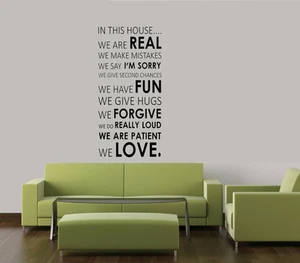 IN THIS HOUSE WE DO-2 WORDS HOME FAMILY QUOTE VINYL DECAL WALL ART LETTERING 23" - Picture 1 of 2