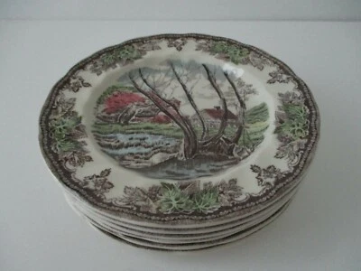 Johnson Brothers Friendly Village Accent Plates Conjunto de 6 Novo 7 3/4" - Imagem 1 de 4