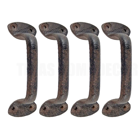 4 Cast Iron Door Handles Rustic Antique Style Barn Gate Shed Door Cabinet Pull Cover
