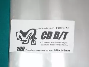 100 BUSTE WR "CD D/T" 168x145 mm x CD Jewel Case doppi e tripli Playstation PS1 - Foto 1 di 1