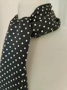 New Men's Designer Black Scarf with White Polka Dot Dress Scarf