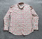 Joe Browns Shirt Mens L Bold Colour Geometric Print Cotton Long Sleeve Smart