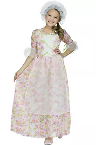 Fun World Girl's Colonial Lady Floral Dress Hat Child Costume Size Large 12-14 - Picture 1 of 3