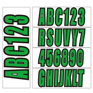 4 Sets 3" Marine Alpha-Numeric Registration Numbers and Letters Sticker Green - Picture 1 of 6