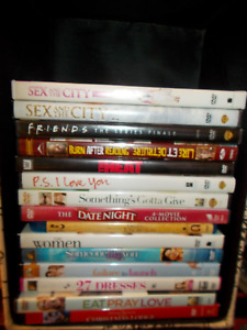 LOT DE 17 FILMS & 1 SPECTACLE DVD POUR FEMMES SEXE EN VILLE, AMIS, DATE NUIT, 27 ROBES +