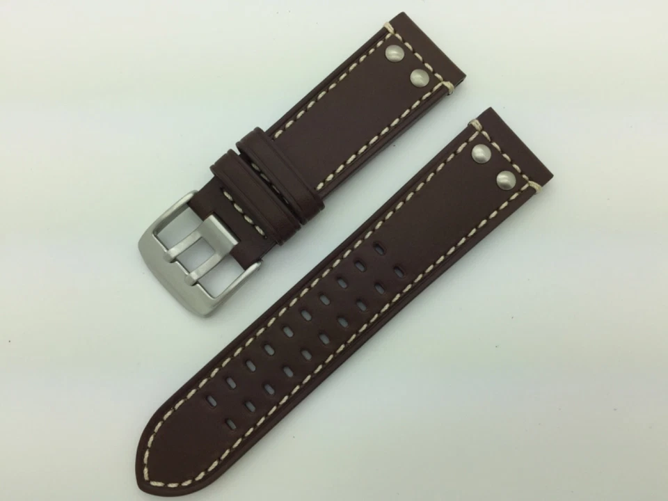 22mm 24mm 26mm MS915 Hadley Roma Genuine Leather Watch Band Rivets fits Luminox - Image 1 of 1