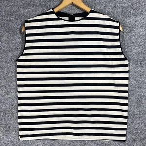 VINTAGE 50s 60s Sleeveless T Shirt Women Size Small Black White Stripe Mod Go Go - Picture 1 of 10