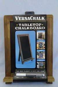NEW Wooden Chalkboard Sign Easel Back Tabletop Chalk Board Brown Wood w Marker - Picture 1 of 4