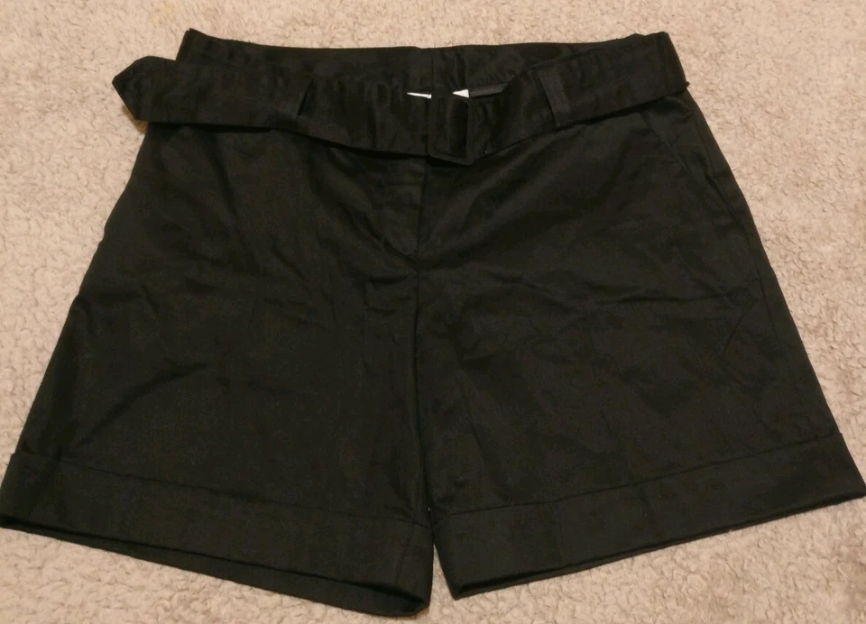 Mini Pantalones Cortos COMPANY by ELLEN TRACY Para Mujer Algodón Negro con Cinturón Talla 10 Nuevos con Etiquetas Foto 1 de 4