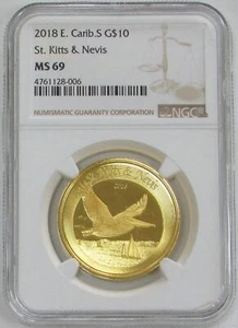 2018 GOLD ST. KITTS & NEVIS 1oz PELICAN NGC MINT STATE 69 - Picture 1 of 2