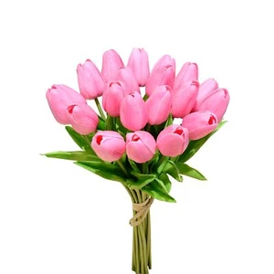 20pcs Pink Fake Flowers Artificial Tulip Silk Flowers 13.5" for Mother's Day ... - Picture 1 of 9