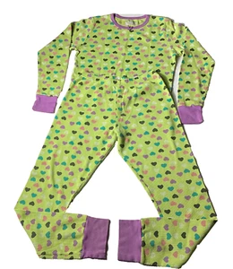 Total Girl Lime Green PJ Set Multicolor Heart Pattern Size XL 14/16 - Picture 1 of 17