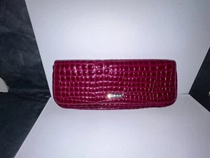 charles david, red croc embossed patent leather clutch - Picture 1 of 4