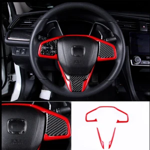 ABS Car Interior Steering Wheel Cover Trim For Honda Civic 2016-2020 10th Red - Picture 1 of 3