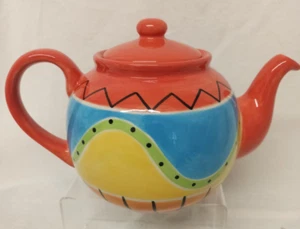 Whittard Of Chelsea 2 Pint handbemalte bunte jazzige Muster Teekanne - Bild 1 von 11