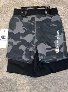 NWT Boy's Champion 2 Pack Terry Shorts Black and Gray Camo Size Small 7 - 8 - Picture 1 of 8