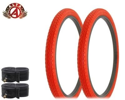 2 Neumáticos DURADEROS para Bicicleta ALTA Cruiser 26 x 2.125 Rojo DE ALTA RESISTENCIA Diamante con TUBOS Foto 1 de 2