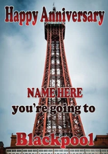 Tarjeta de felicitación de aniversario personalizada You're Going to Blackpool CODEFFD - Imagen 1 de 1