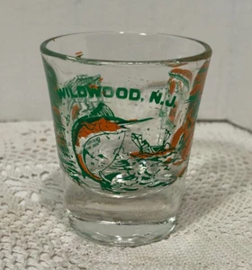 WILDWOOD NEW JERSEY BEACHES AND BOARD WALK TRAIN Shot Glass Vintage!!! - Picture 1 of 3