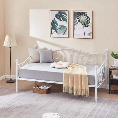 Twin Size Daybed Frame Heavy Duty Metal Slats Platform with Headboard Sofa Bed - Image 1 of 4