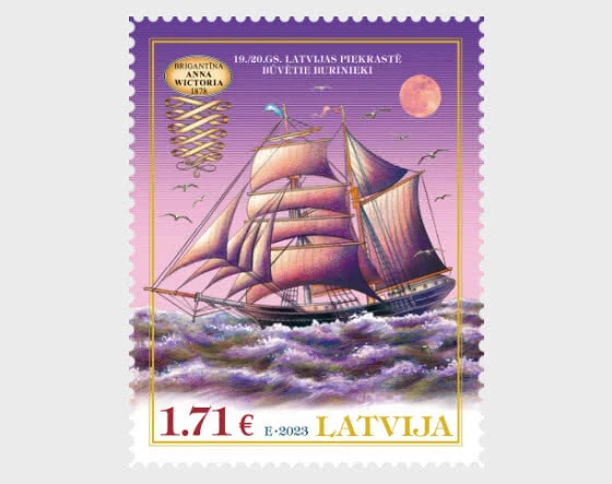 Latvia - 19th Century Historical Ships - Brigantine Anna Victoria 1878 - Image 1 of 1