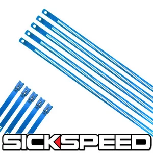 5 PC BLUE 12" STAINLESS STEEL CABLE ZIP TIES FOR EXHAUST TAIL PIPE HEADER P25 - Picture 1 of 1